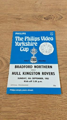 Bradford Northern v Hull KR Sept 1983 Yorkshire Cup Rugby League Programme