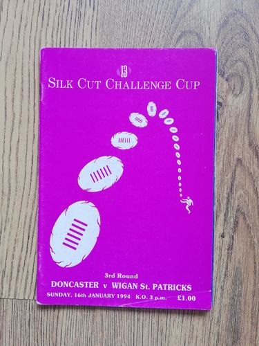 Doncaster v Wigan St Patricks Jan 1994 Challenge Cup Rugby League Programme