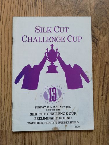Wakefield Trinity v Huddersfield Jan 1992 Challenge Cup Rugby League Programme