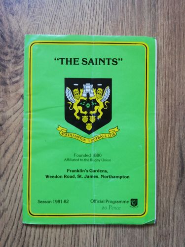 Northampton v Leicester Feb 1982 John Player Cup Rugby Programme