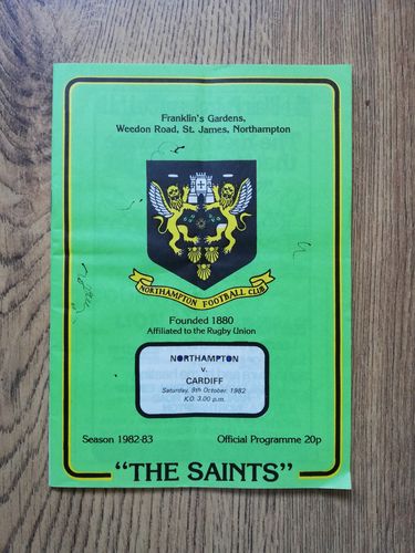 Northampton v Cardiff Oct 1982 Rugby Programme