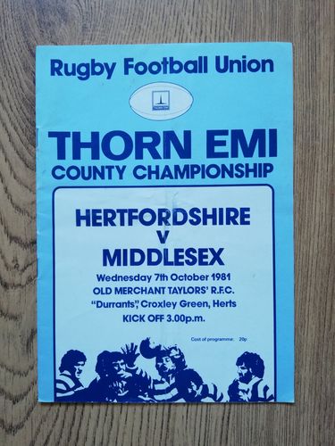 Hertfordshire v Middlesex Oct 1981 County Championship Rugby Programme