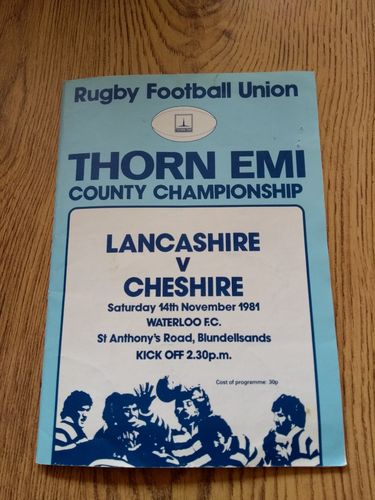 Lancashire v Cheshire Nov 1981 County Championship Rugby Programme