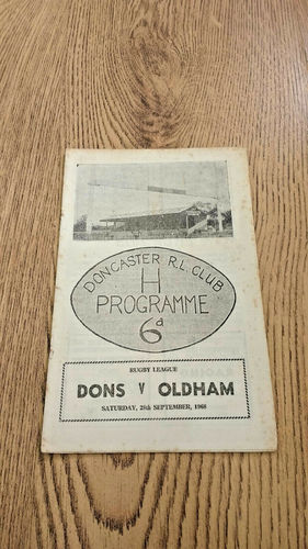 Doncaster v Oldham Sept 1968 Rugby League Programme
