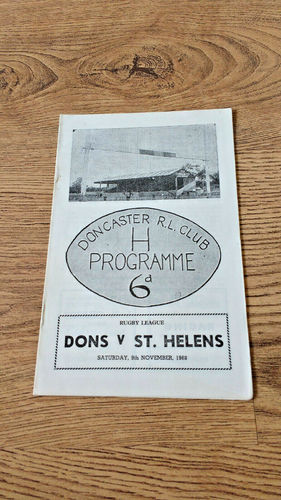 Doncaster v St Helens Nov 1968 Rugby League Programme