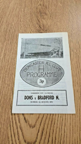 Doncaster v Bradford Northern Aug 1971 Yorkshire Cup Rugby League Programme
