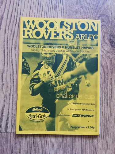 Woolston Rovers v Hunslet Hawks Jan 2002 Challenge Cup Rugby League Programme