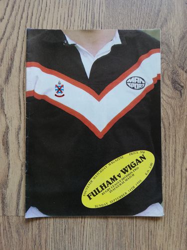 Fulham v Wigan Sept 1980 Rugby League Programme