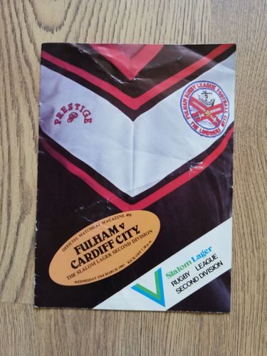 Fulham v Cardiff City Mar 1983 Rugby League Programme