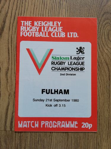 Keighley v Fulham Sept 1980 Rugby League Programme
