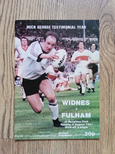 Widnes v Fulham Aug 1981 Mick George Testimonial Rugby League Programme