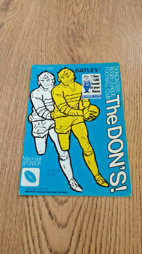 Doncaster v Batley Nov 1978 Rugby League Programme