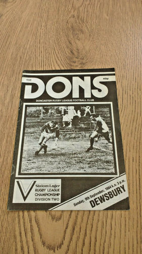 Doncaster v Dewsbury Sept 1984 Rugby League Programme