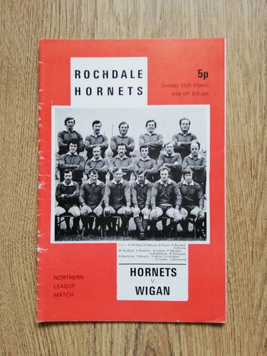 Rochdale Hornets v Wigan Mar 1973 Rugby League Programme