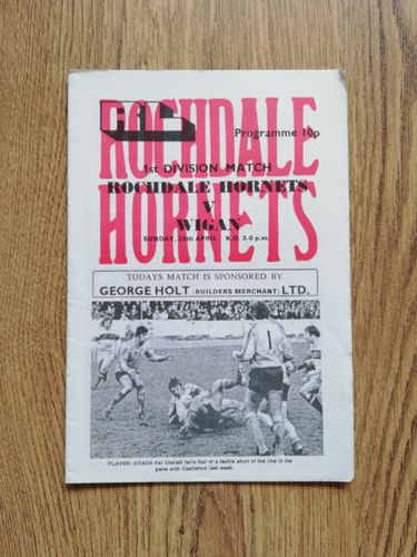 Rochdale Hornets v Wigan Apr 1977 Rugby League Programme