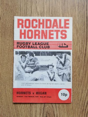 Rochdale Hornets v Wigan Mar 1979 Rugby League Programme