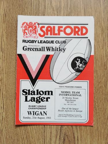 Salford v Wigan Aug 1983 Rugby League Programme