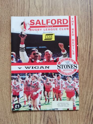 Salford v Wigan Nov 1991 Rugby League Programme