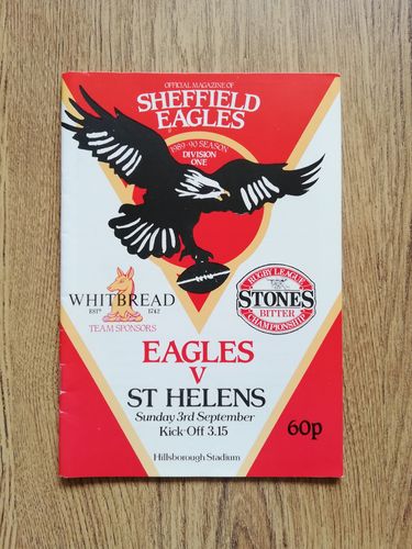 Sheffield Eagles v St Helens Sept 1989 Rugby League Programme