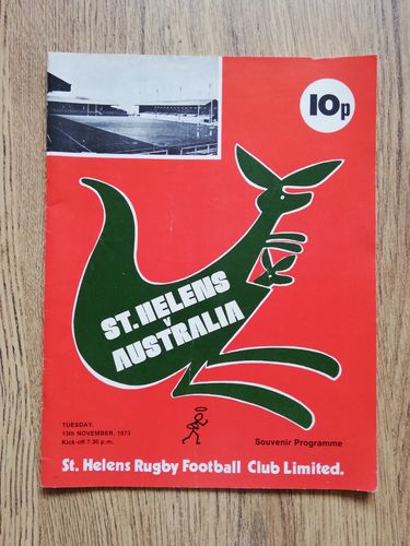 St Helens v Australia Nov 1973 Rugby League Programme
