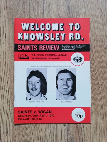St Helens v Wigan Apr 1977 Premiership Play-Off Rugby League Programme