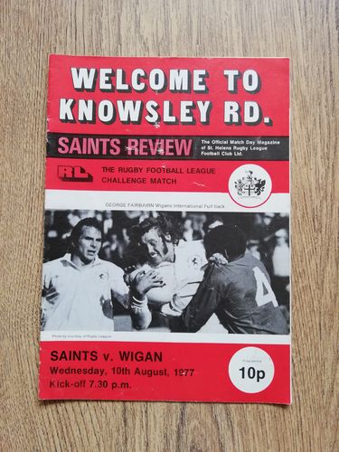 St Helens v Wigan Aug 1977 Rugby League Programme