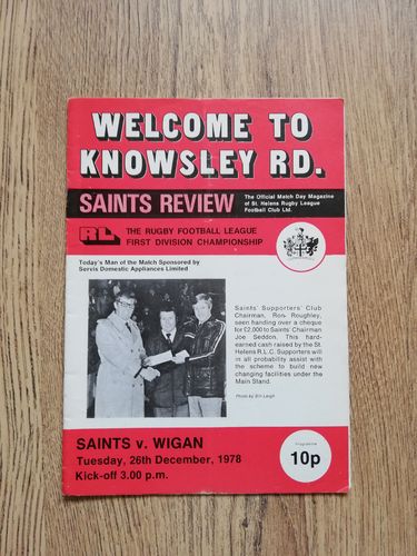 St Helens v Wigan Dec 1978 Rugby League Programme