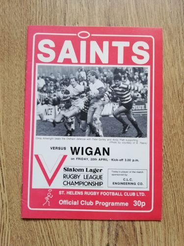 St Helens v Wigan Apr 1984 Rugby League Programme