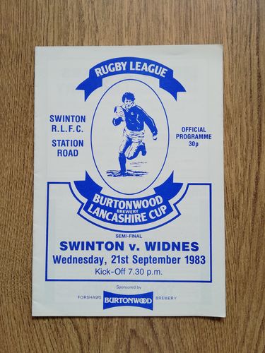 Swinton v Widnes Sept 1983 Lancashire Cup Semi-Final Rugby League Programme