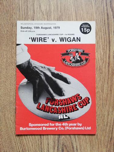Warrington v Wigan Aug 1979 Lancashire Cup