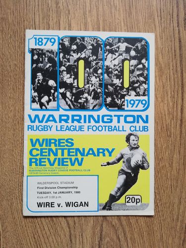 Warrington v Wigan Jan 1980 Rugby League Programme