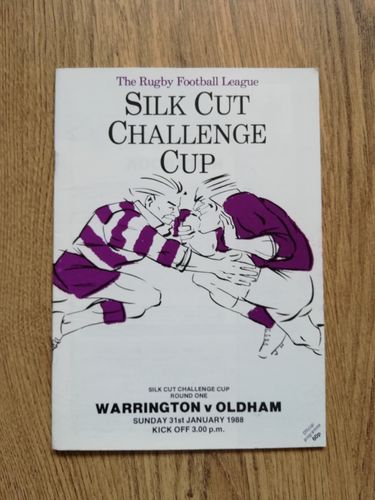 Warrington v Oldham Jan 1988 Challenge Cup Rugby League Programme