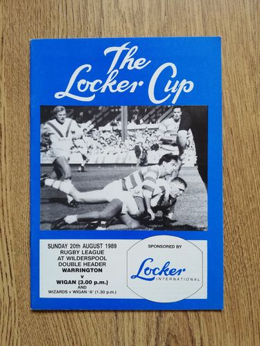 Warrington v Wigan Aug 1989 Locker Cup Rugby League Programme