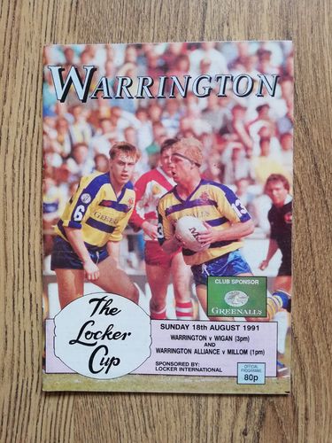 Warrington v Wigan Aug 1991 Locker Cup Rugby League Programme