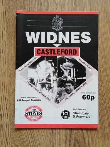 Widnes v Castleford Mar 1989 Rugby League Programme