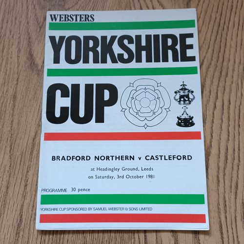 Bradford Northern v Castleford 1981 Yorkshire Cup Final Rugby League Programme