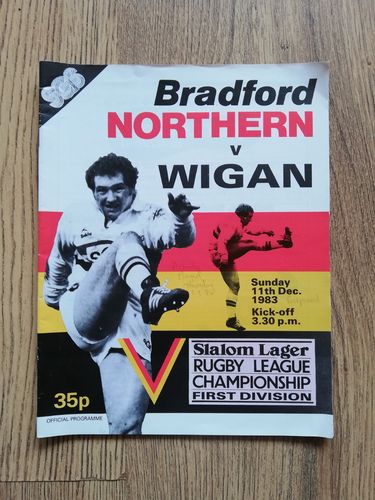 Bradford Northern v Wigan Dec 1983 Rugby League Programme