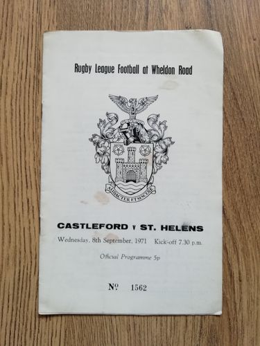 Castleford v St Helens Sept 1971 Rugby League Programme