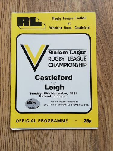 Castleford v Leigh Nov 1981 Rugby League Programme