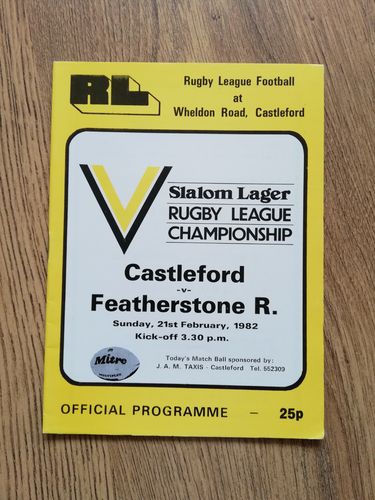 Castleford v Featherstone Rovers Feb 1982