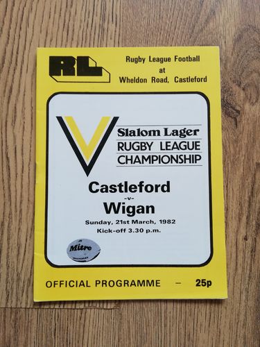 Castleford v Wigan Mar 1982 Rugby League Programme