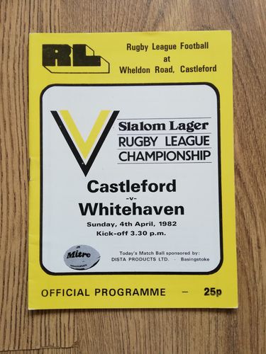 Castleford v Whitehaven Apr 1982 Rugby League Programme