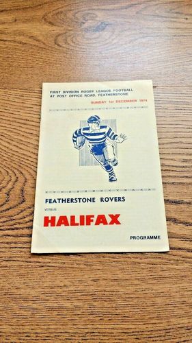 Featherstone Rovers v Halifax Dec 1974 Rugby League Programme