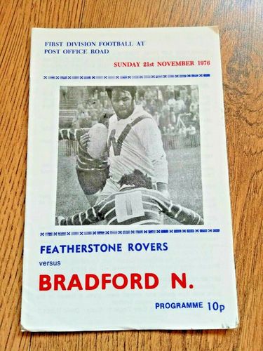 Featherstone Rovers v Bradford Northern Nov 1976 Rugby League Programme