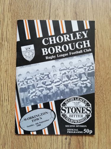 Chorley Borough v Workington Town Sept 1988 Rugby League Programme