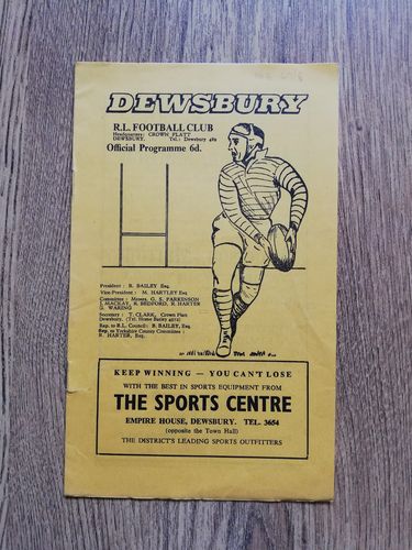 Dewsbury v Wigan Sept 1967 Rugby League Programme