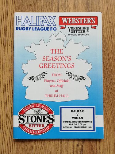 Halifax v Wigan Dec 1988 Rugby League Programme