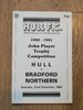 Hull v Bradford Northern Nov 1980 John Player Trophy Rugby League Programme