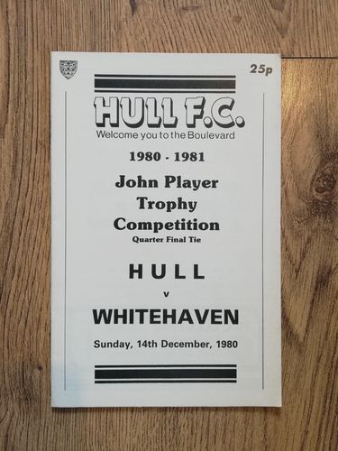 Hull v Whitehaven 1980 John Player Trophy Quarter-Final Rugby League Programme