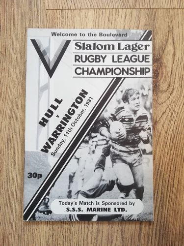 Hull v Warrington Oct 1981 Rugby League Programme